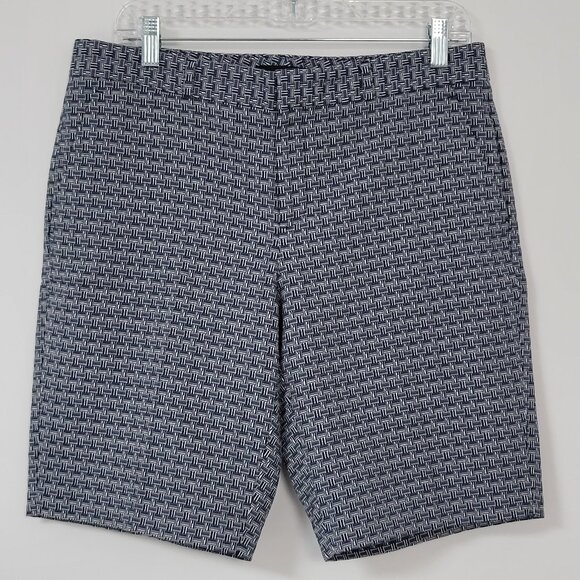 Banana Republic Factory Navy/White Geometric Print Tailored 10" Shorts - Picture 1 of 8